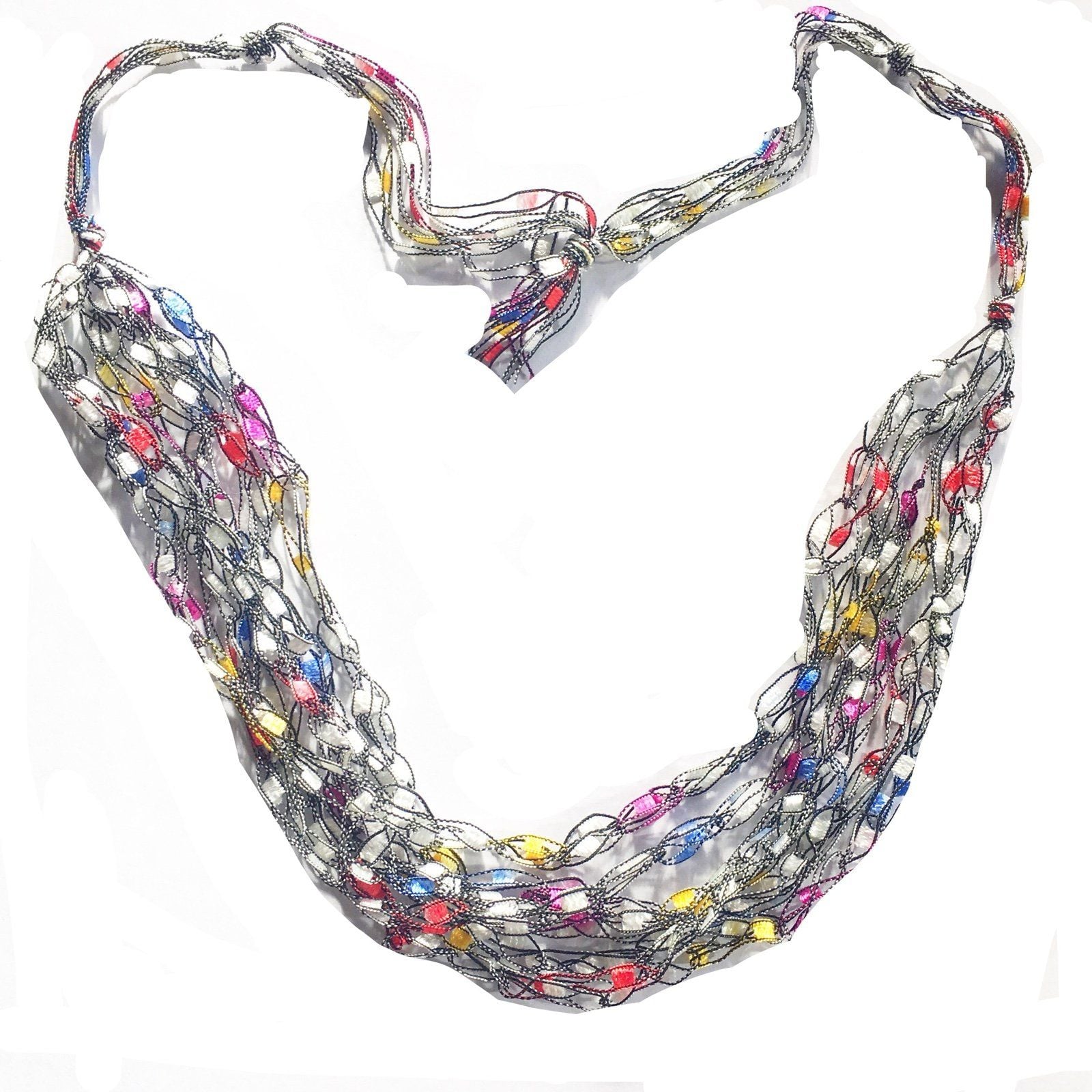 Layered Thread Necklace- Black & Multicolored 3