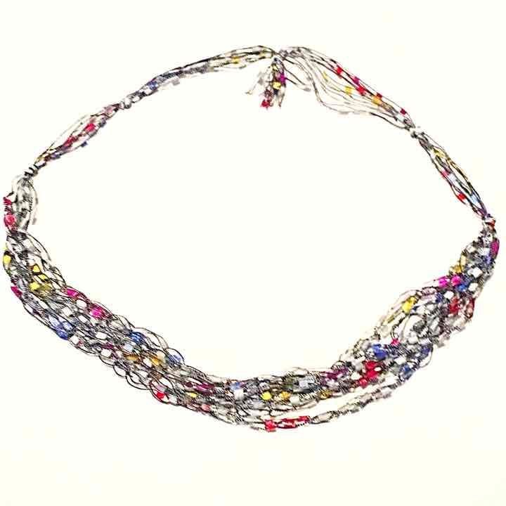 Layered Thread Necklace- Black & Multicolored 5