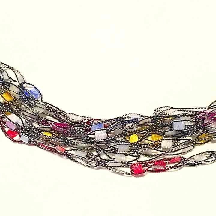 Layered Thread Necklace- Black & Multicolored 6