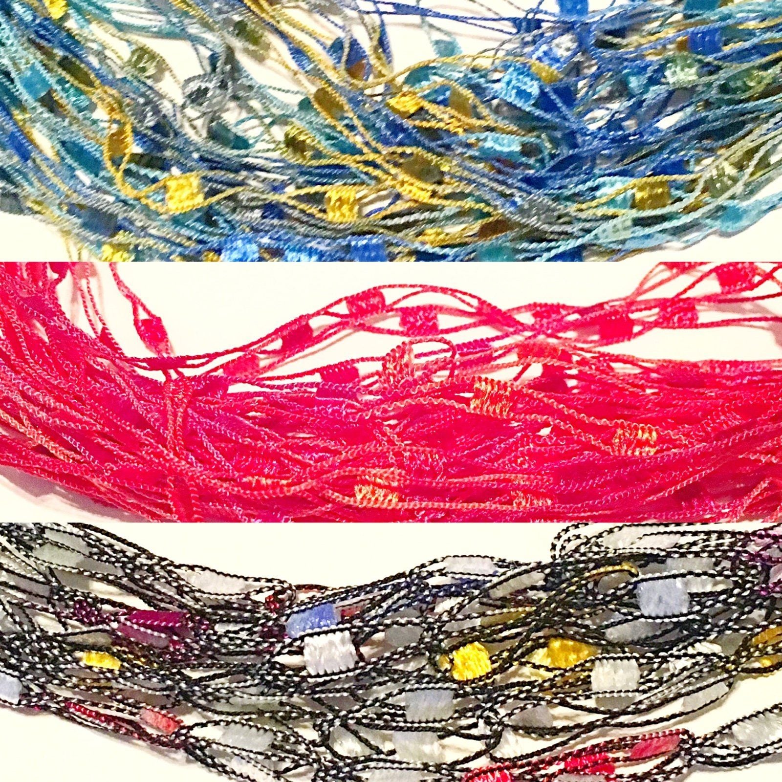 Layered Thread Necklace- Black & Multicolored 8