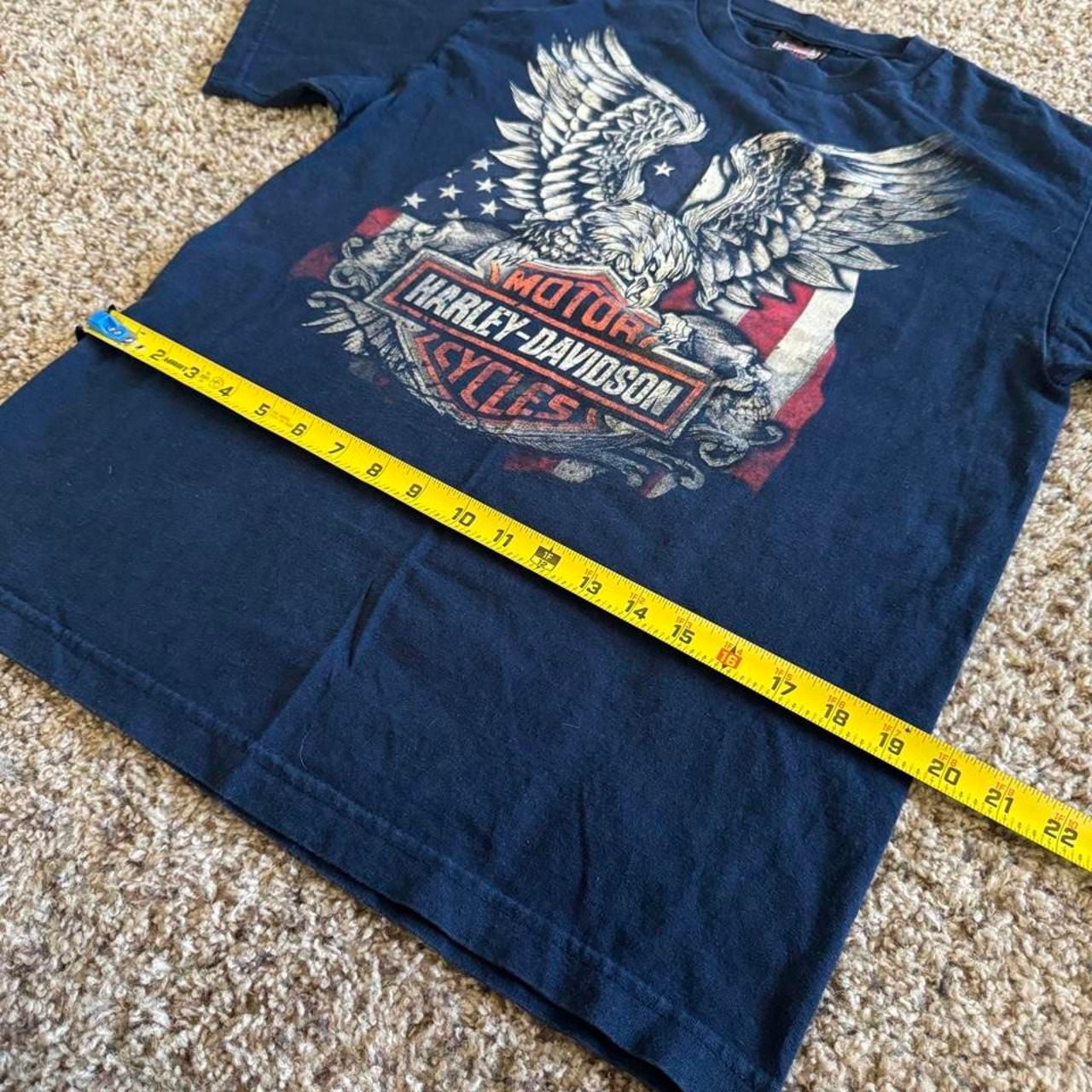 Harley-Davidson Eagle American Flag T-Shirt Medium Navy Made in USA 7