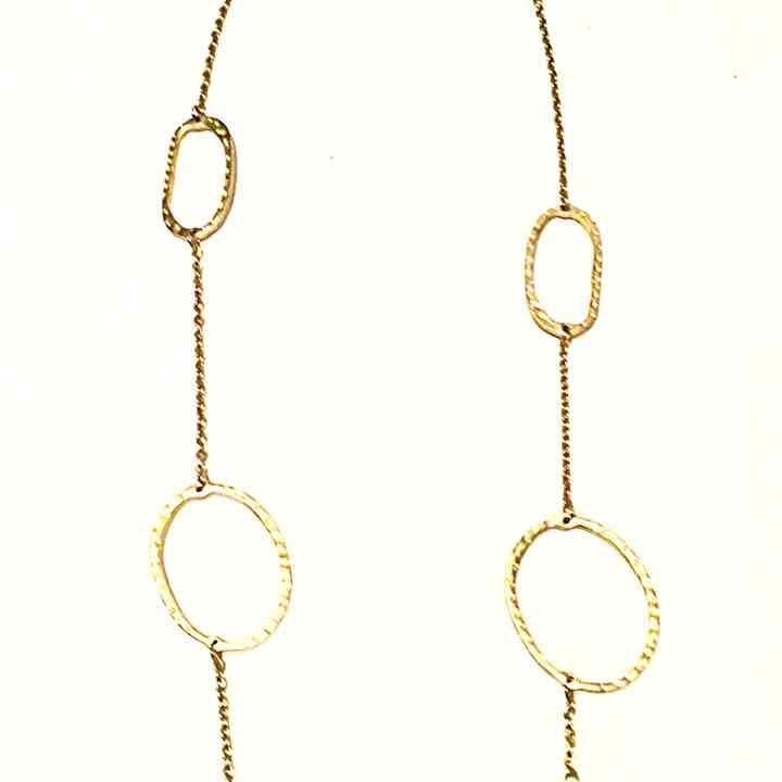 Gold Circle Station Chain Necklace 7