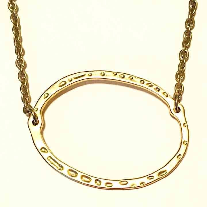 Gold Circle Station Chain Necklace 10