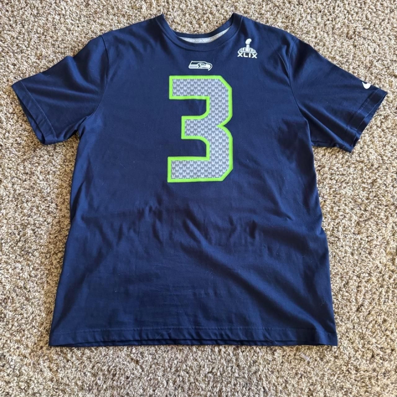 Nike Seahawks Russell Wilson Super Bowl XLIX T-Shirt XL Navy Blue 3 2