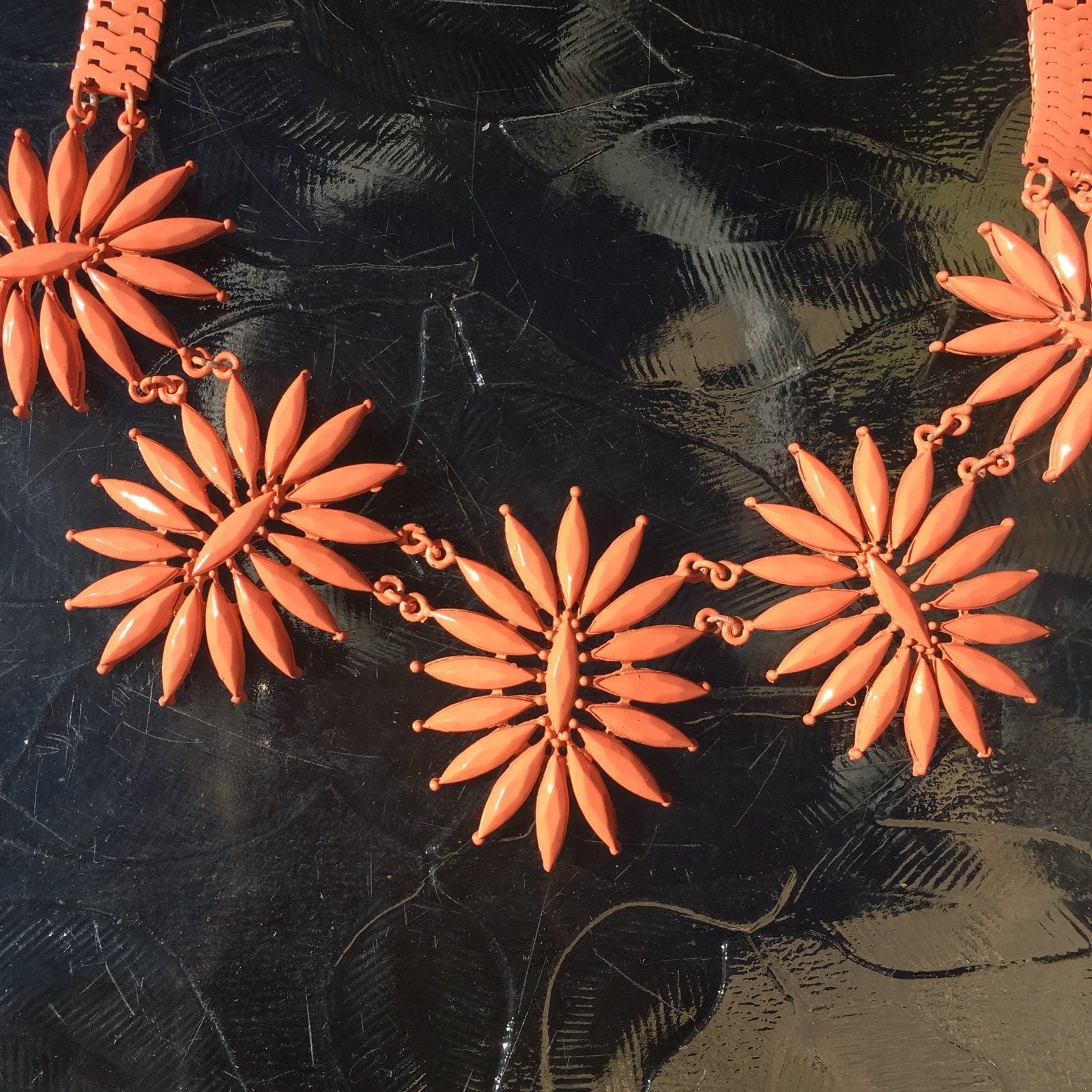 Floral Statement Necklace Set- Peach 6