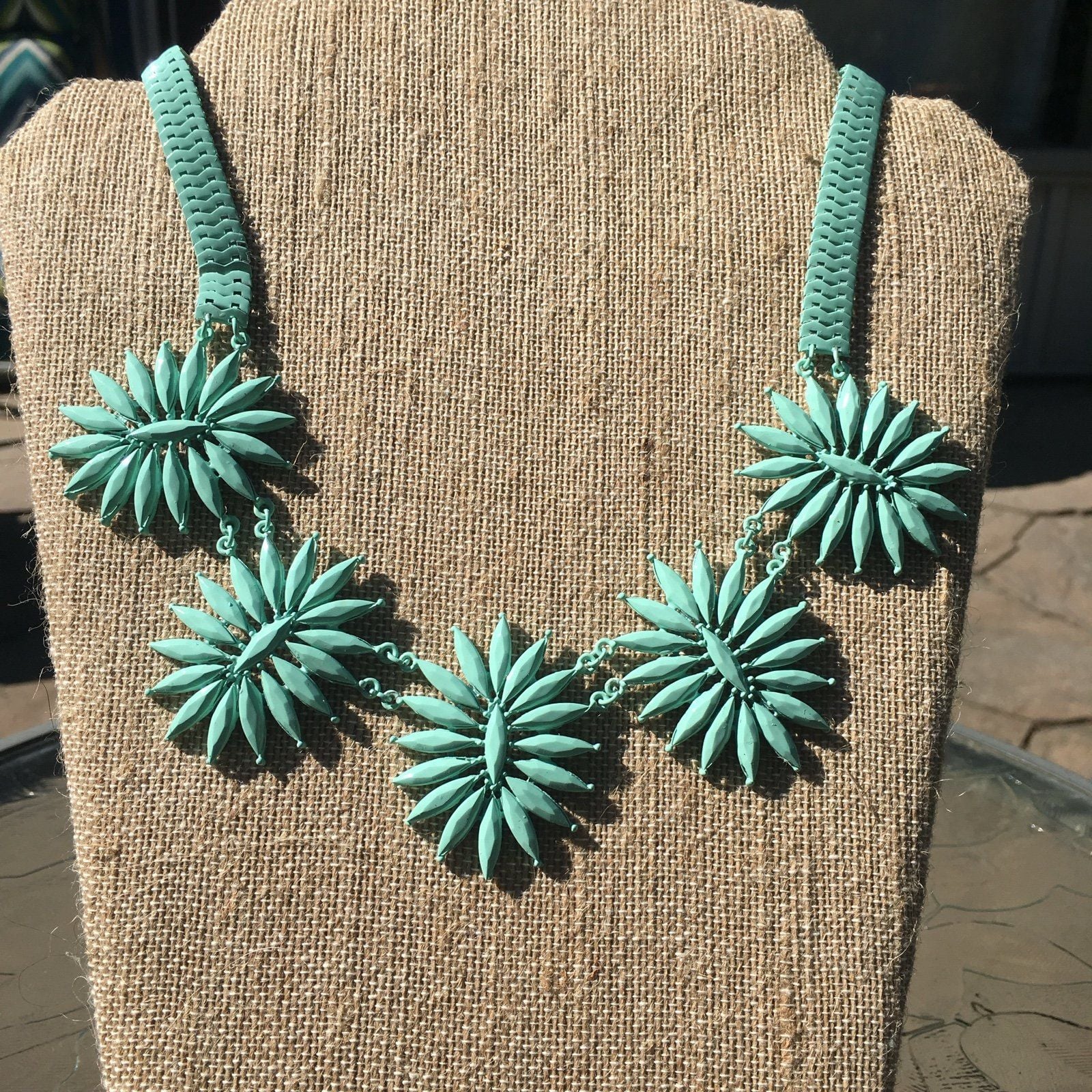 Floral Statement Necklace Set- Mint 3