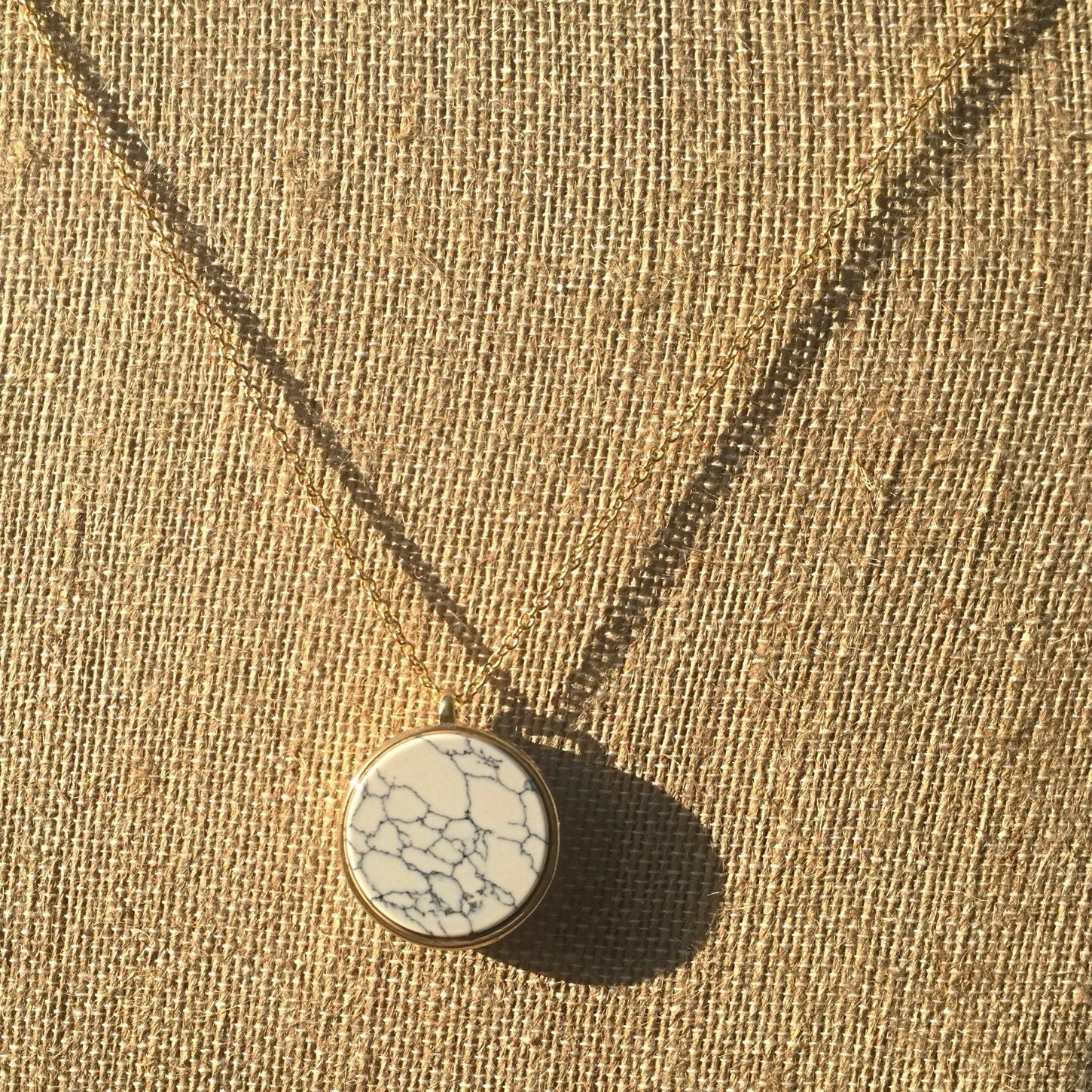 Good Tone Double Sided Disk Pendant Necklace- Serenity Blue & White 7