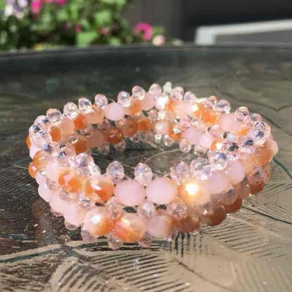 Pink & Topaz Beaded Bracelet