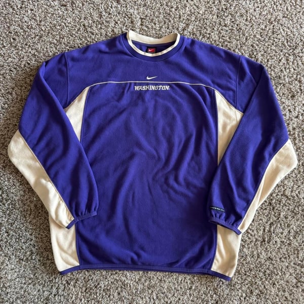 Nike Washington Huskies Fleece Sweatshirt XL Purple Cream Therma-Fit