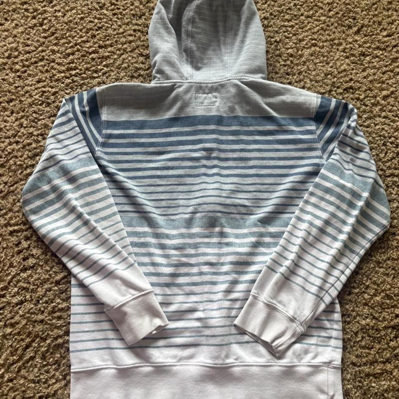 Quiksilver Striped Zip Up Hoodie Size M Blue White Surf Skate 3