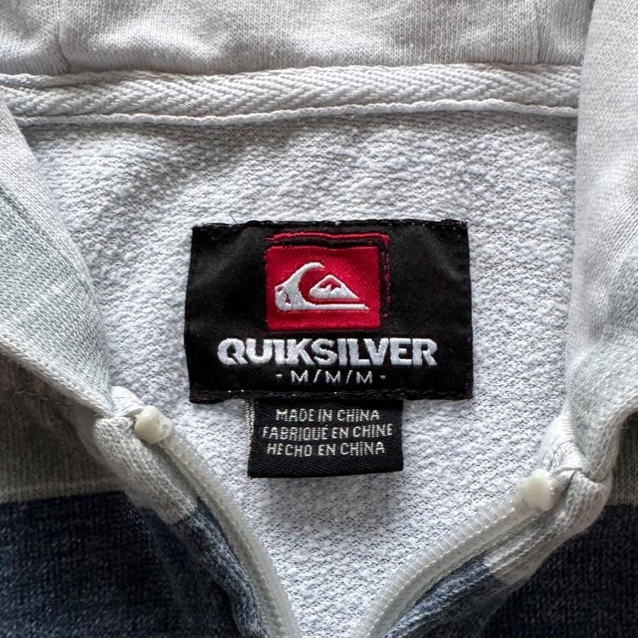 Quiksilver Striped Zip Up Hoodie Size M Blue White Surf Skate 4