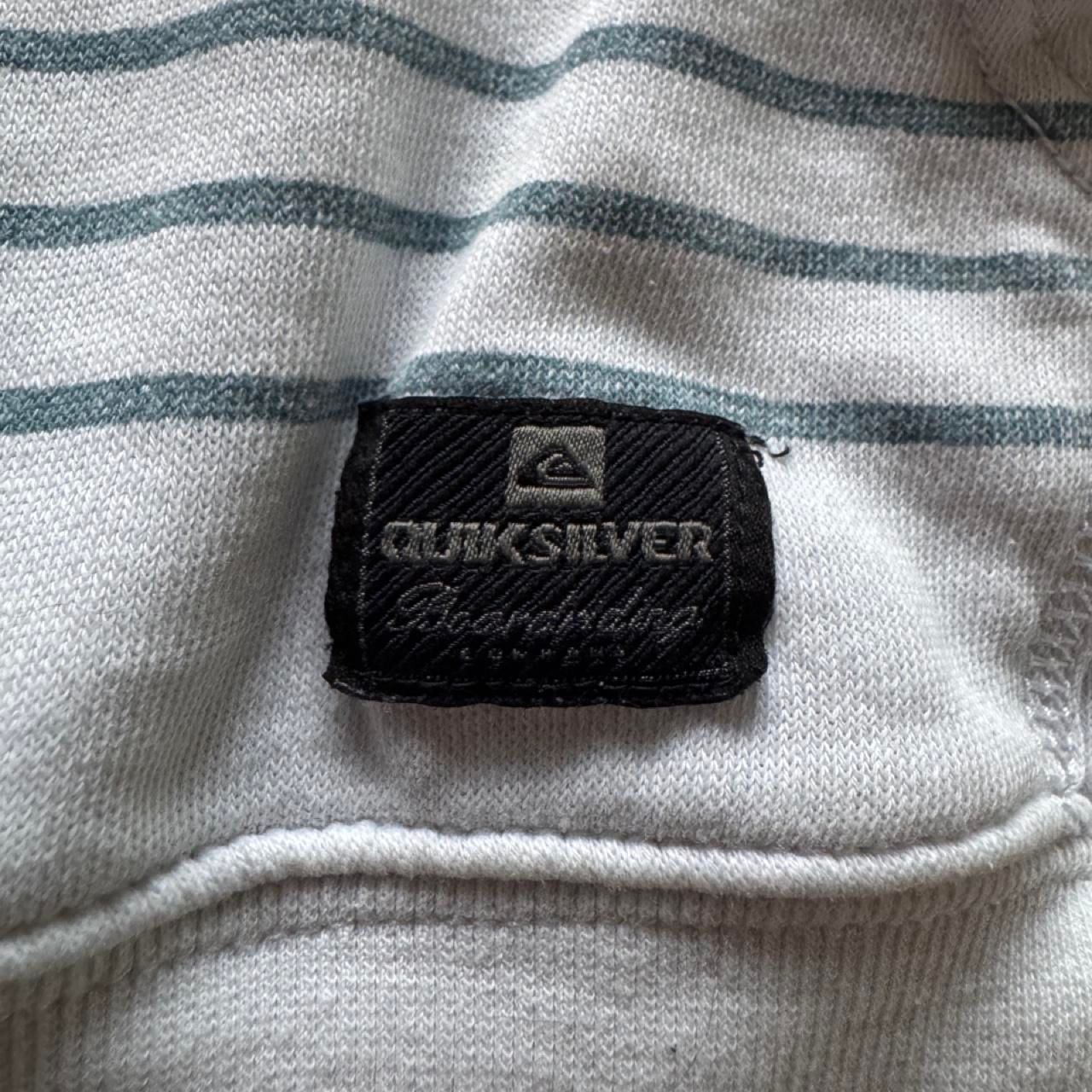 Quiksilver Striped Zip Up Hoodie Size M Blue White Surf Skate 5