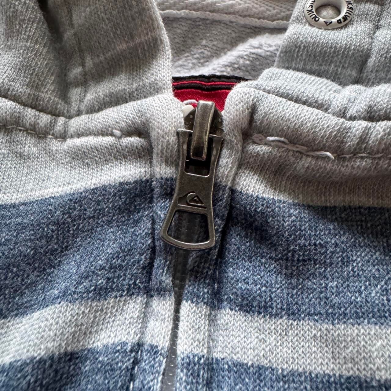 Quiksilver Striped Zip Up Hoodie Size M Blue White Surf Skate 6