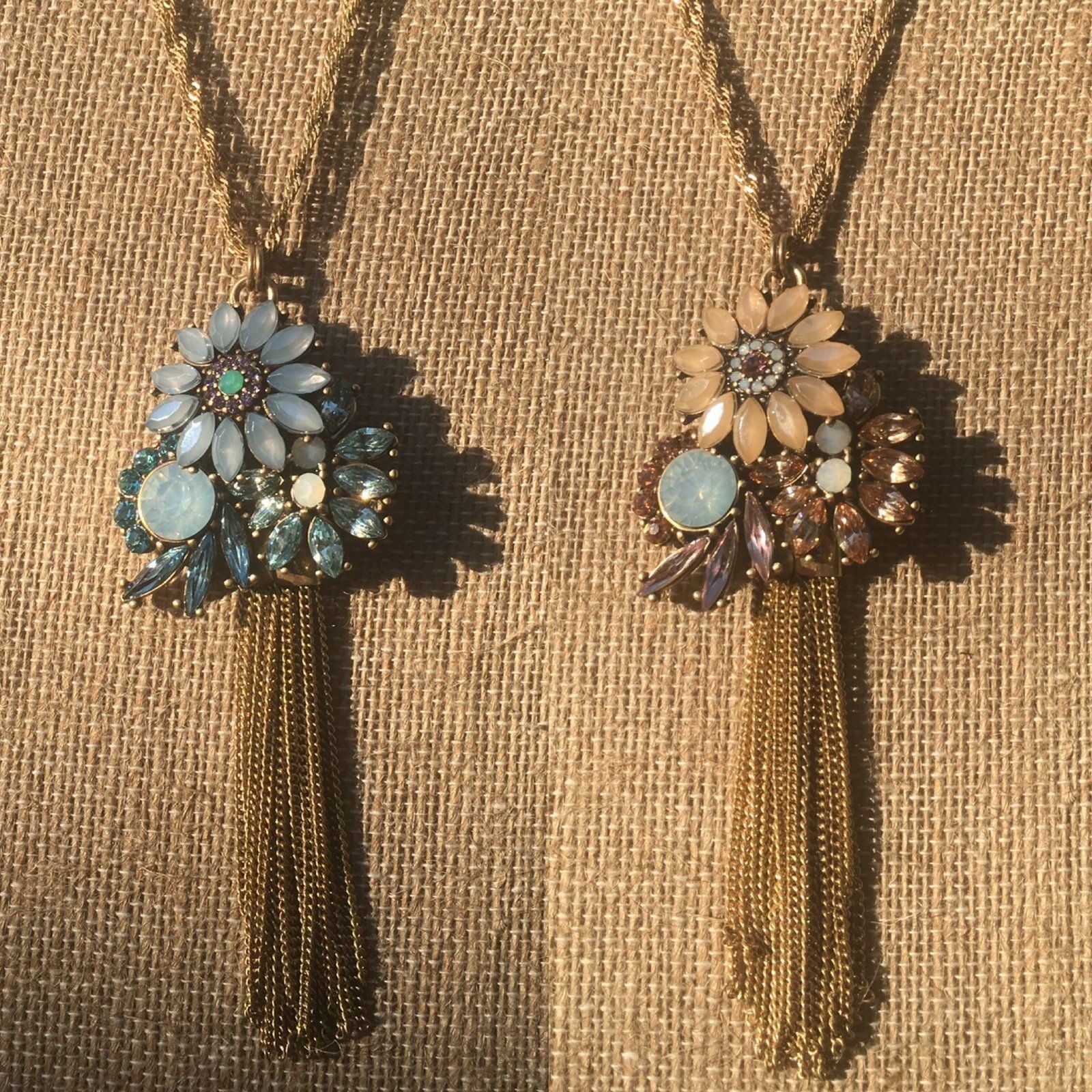 Flower Pendant Tassel Necklace Set- Blush & Pink 10