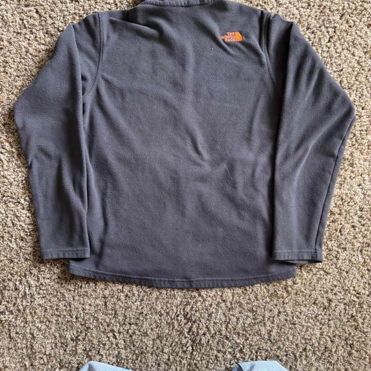 The North Face Full Zip Fleece Jacket Gray Orange Logo 3