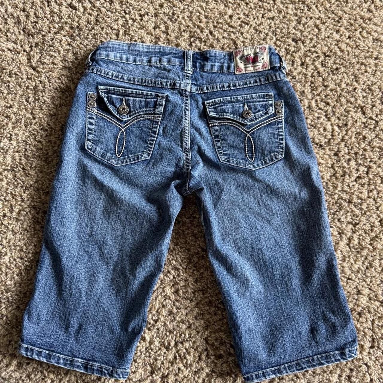 YMI Denim Capri Jeans Size 5 Blue Y2K Button Flap Pockets 3