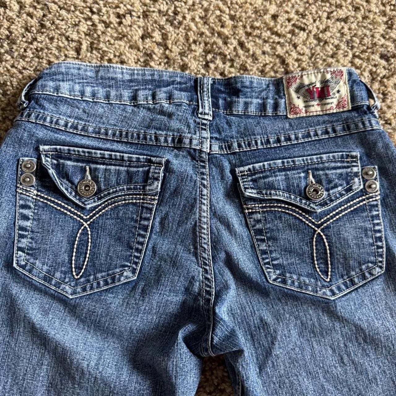 YMI Denim Capri Jeans Size 5 Blue Y2K Button Flap Pockets 5