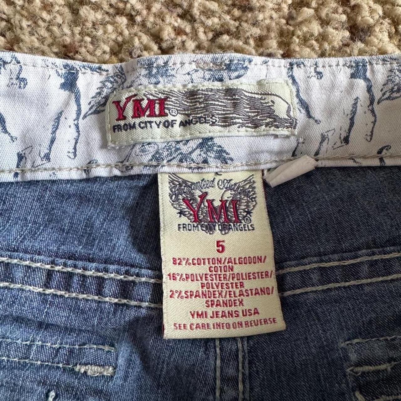 YMI Denim Capri Jeans Size 5 Blue Y2K Button Flap Pockets 6