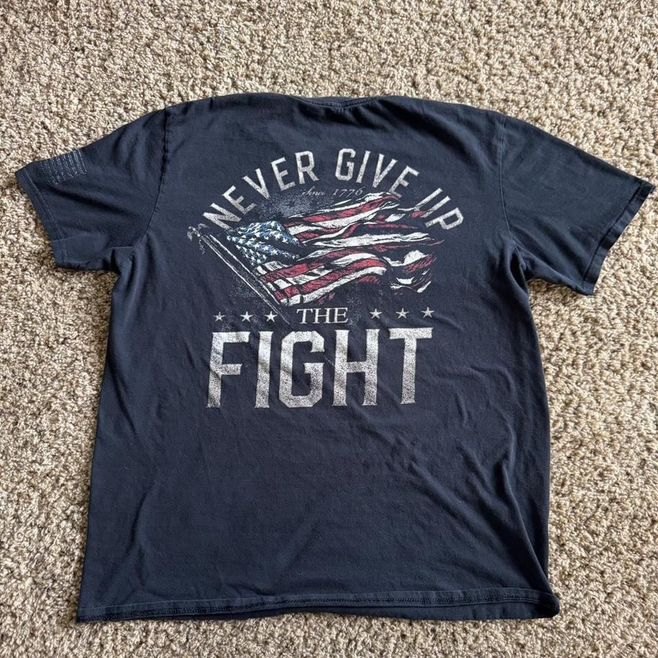 Buck Wear Never Give Up The Fight Graphic T-Shirt LG Black 2