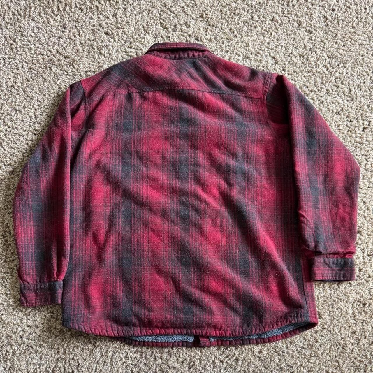 Columbia Sportswear Flannel Shirt Size XL Red Black Plaid Fleece Lined 3