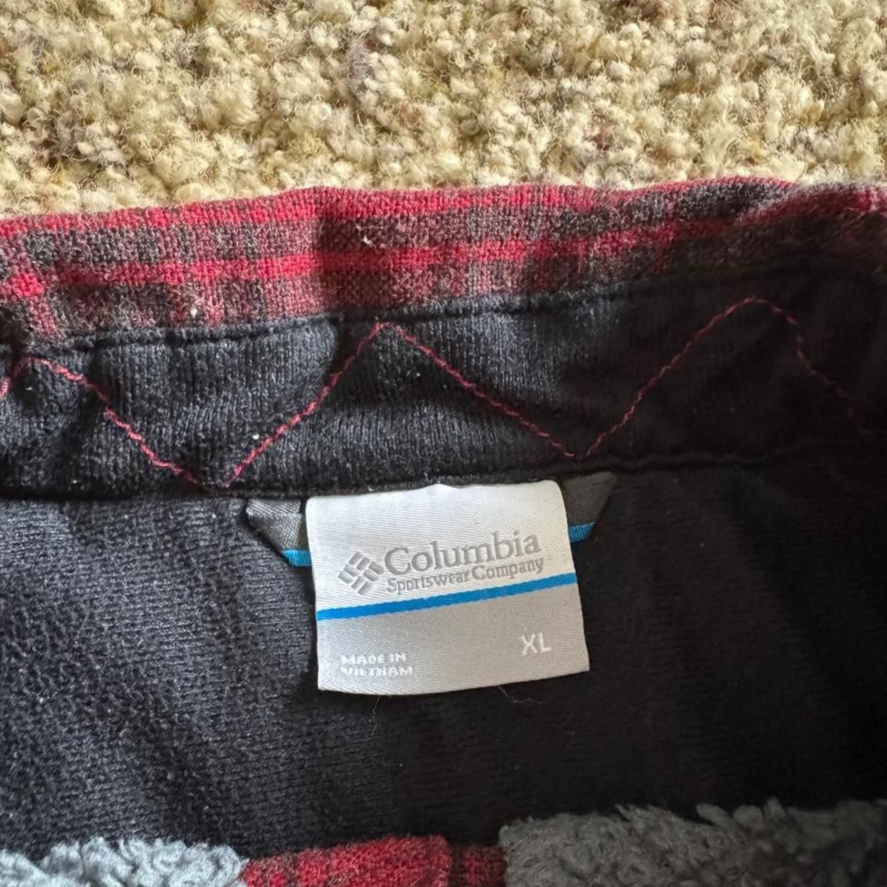 Columbia Sportswear Flannel Shirt Size XL Red Black Plaid Fleece Lined 5