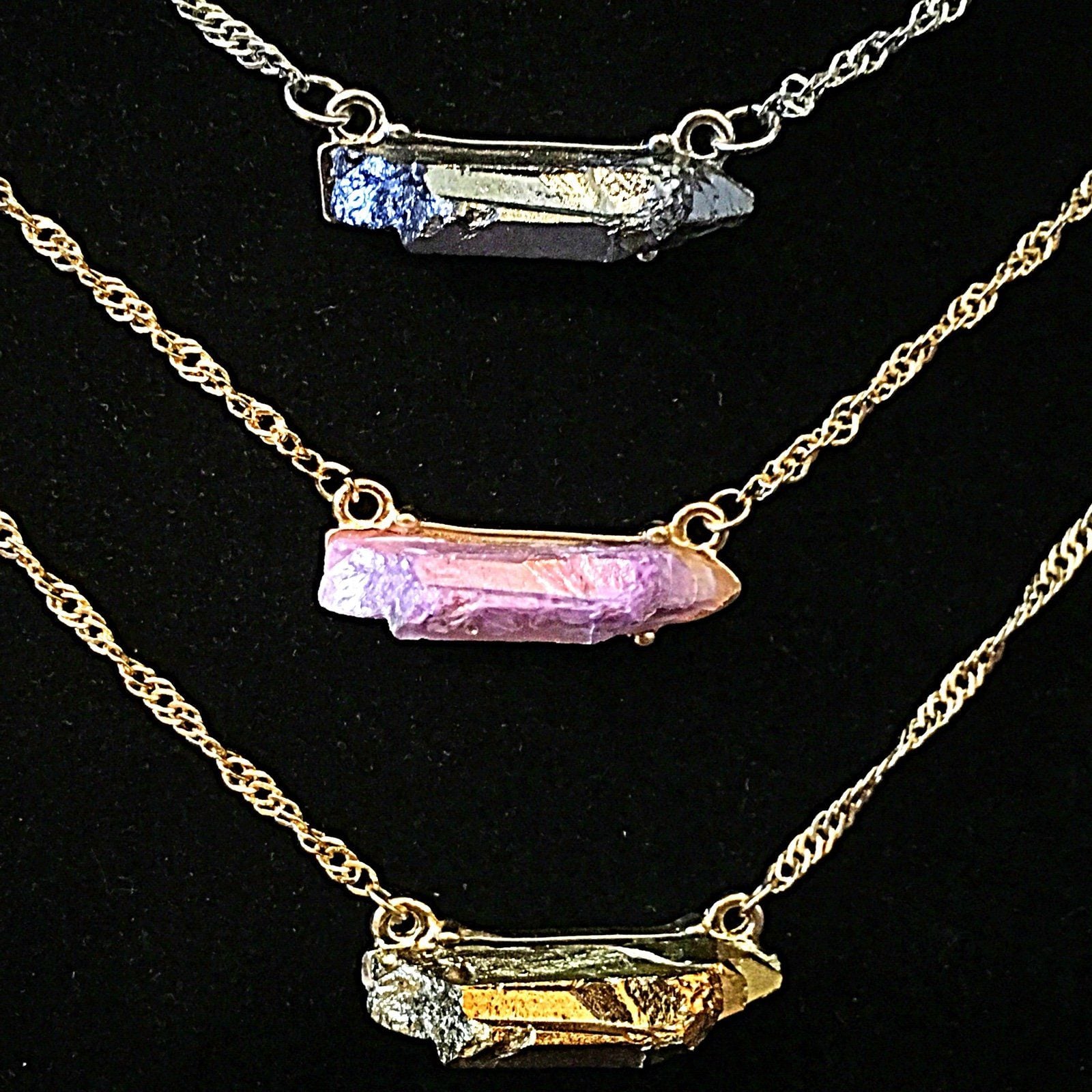 Rough Rock Pendant Necklace Set- Gold on Gold 7