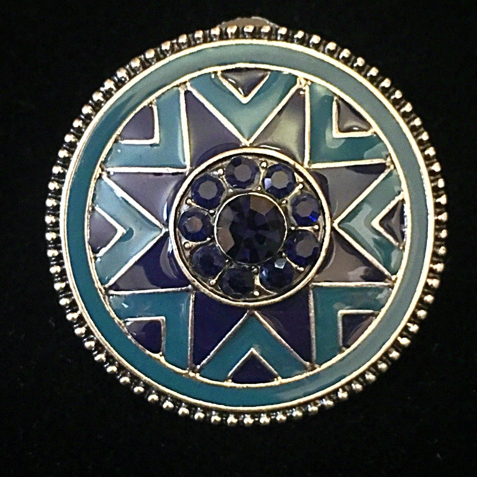 Blue & Navy Sunburst Round Post Earrings 7