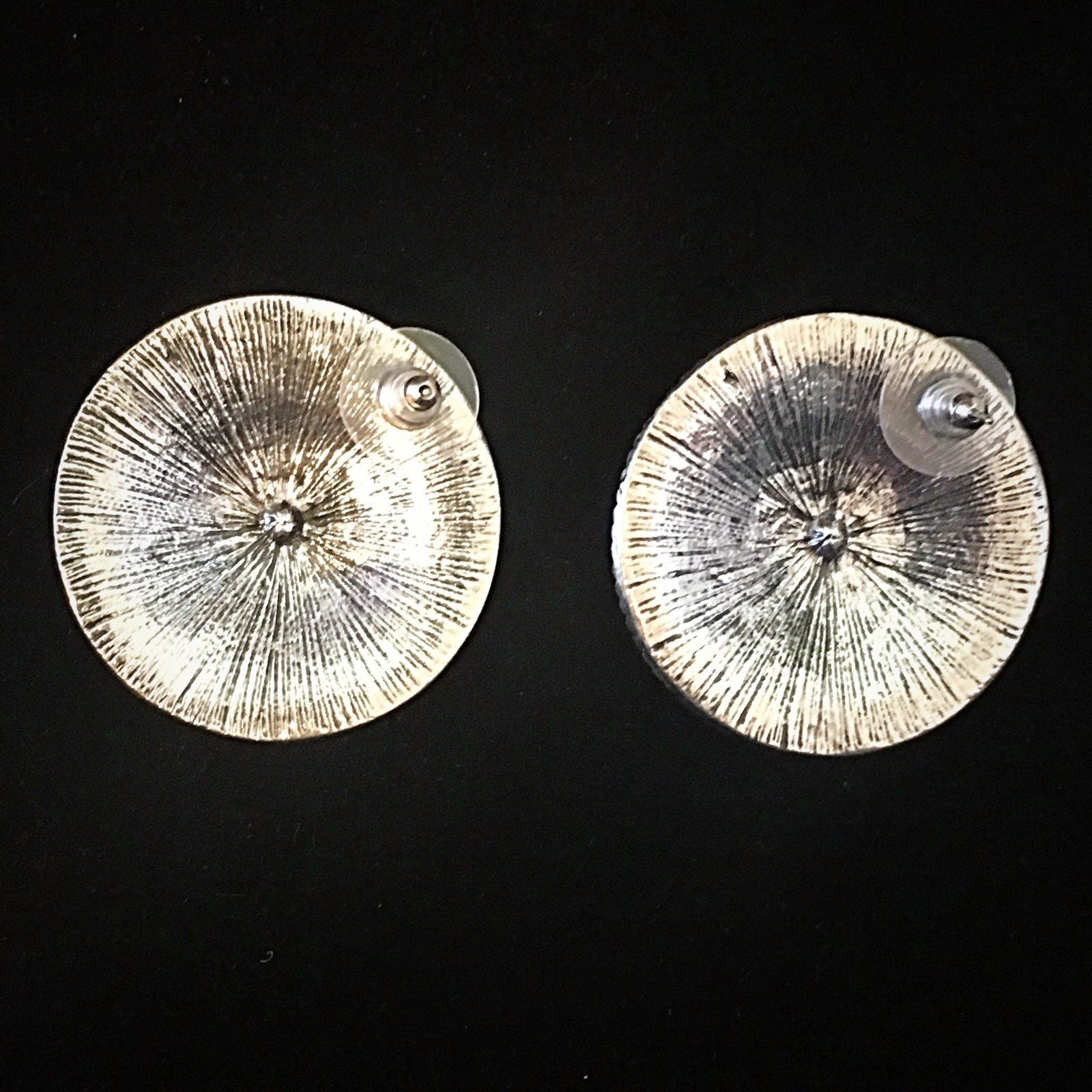 Blue & Navy Sunburst Round Post Earrings 8