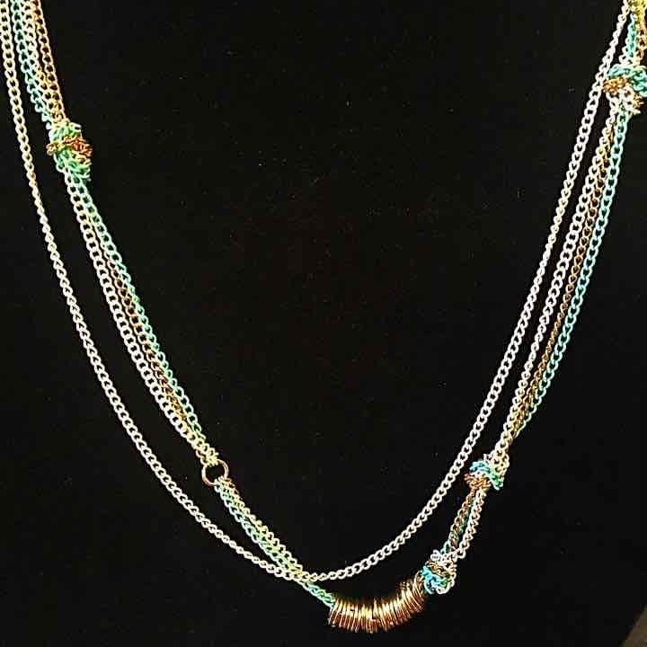 Mint & Gold Knotted Chain Madison Necklace 2