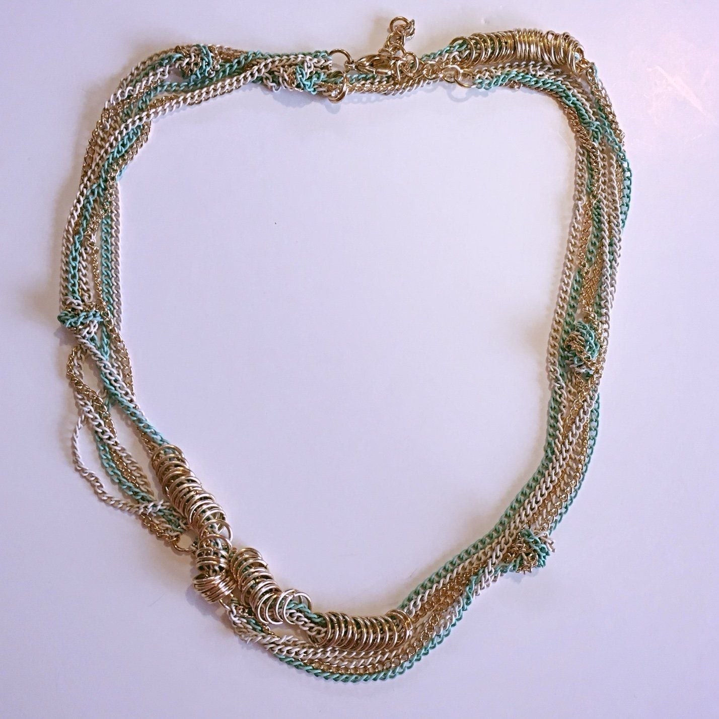 Mint & Gold Knotted Chain Madison Necklace 4