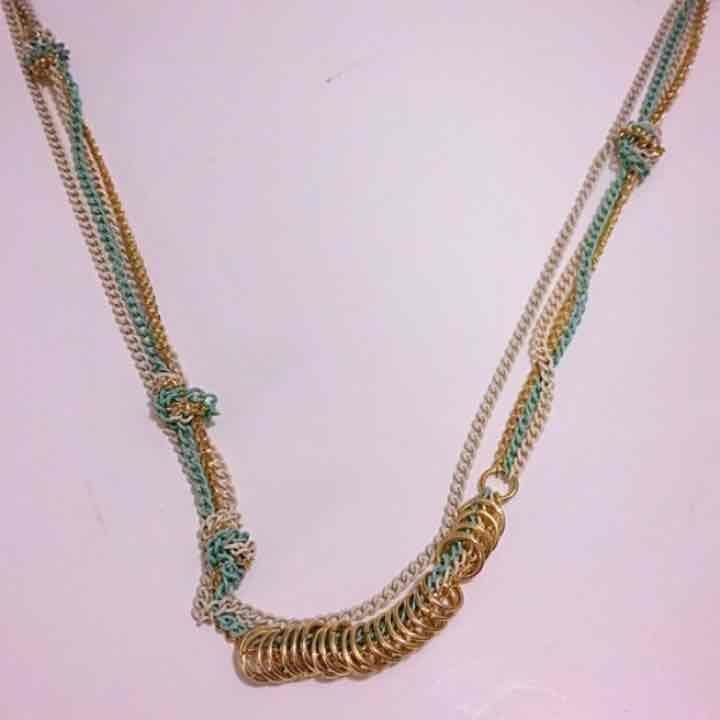 Mint & Gold Knotted Chain Madison Necklace 5
