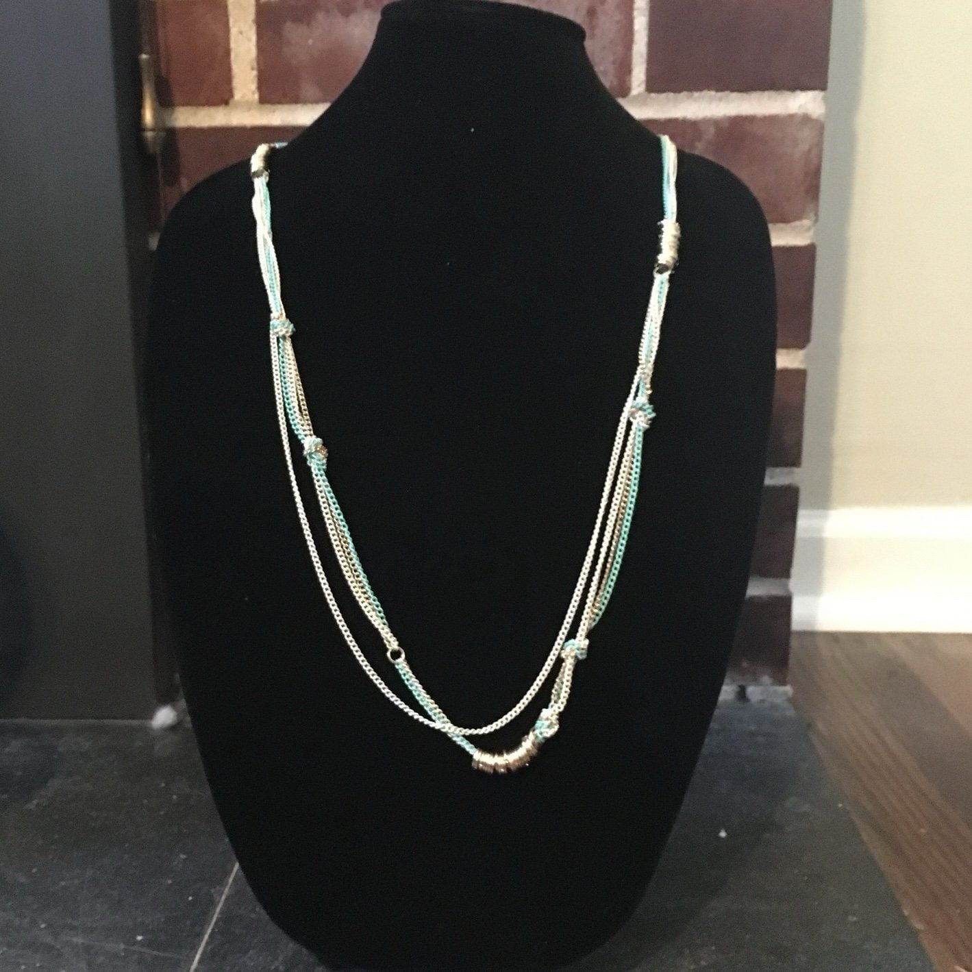Mint & Gold Knotted Chain Madison Necklace 7