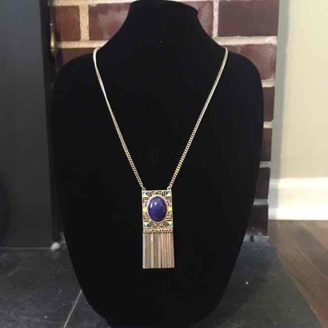 Blue/Green/Yellow/Gold Tribal Necklace 3