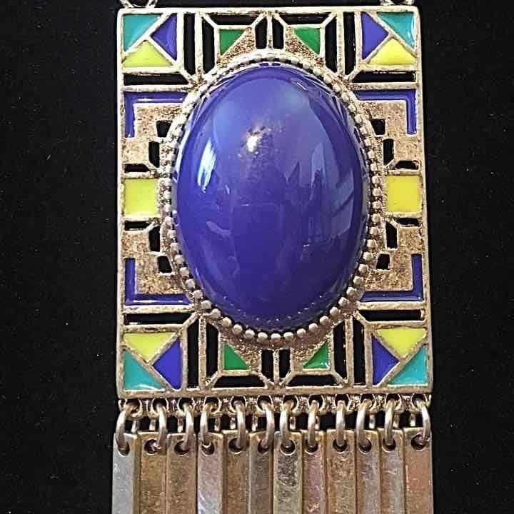 Blue/Green/Yellow/Gold Tribal Necklace 4
