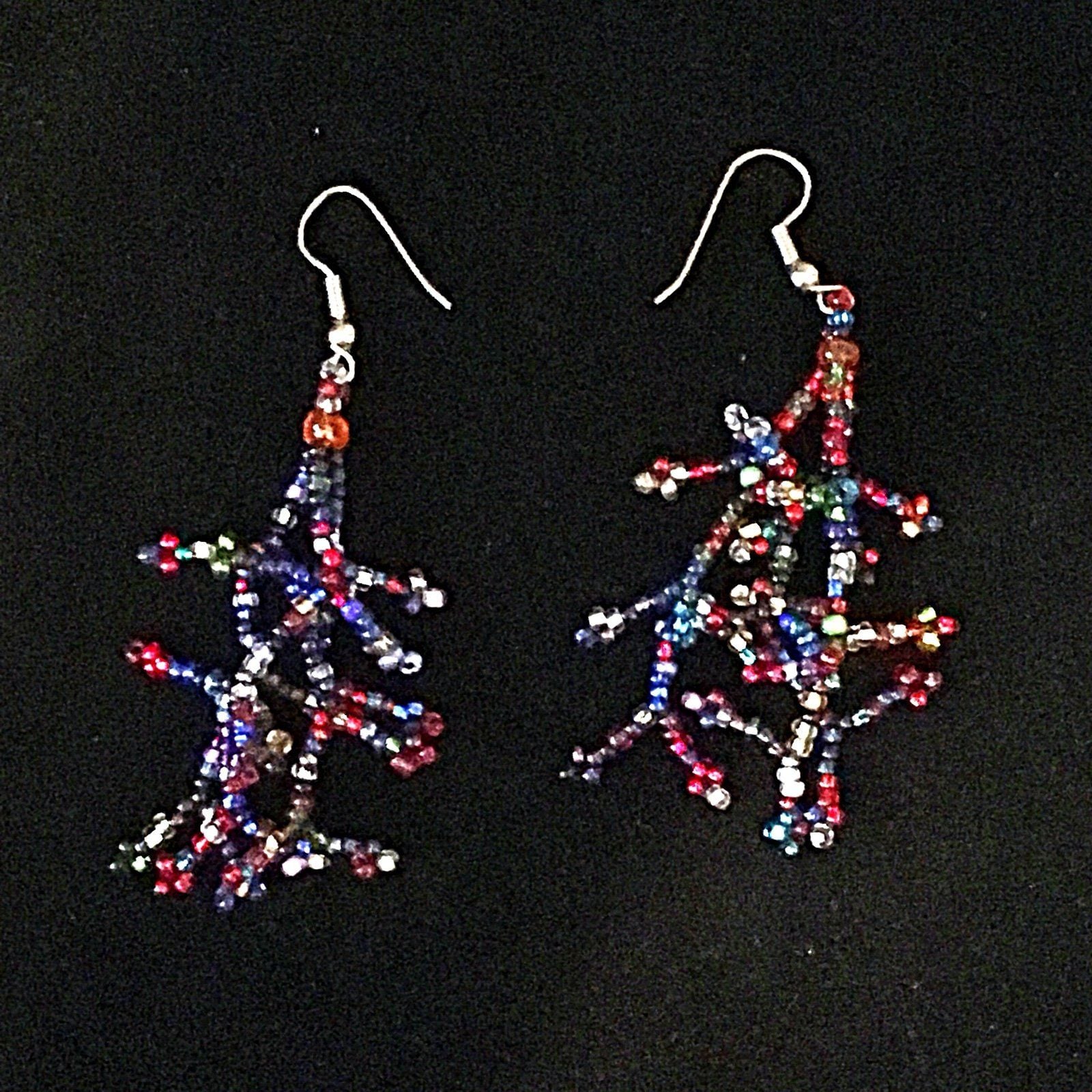 Multicolored Seed Bead Branch Earrings 7