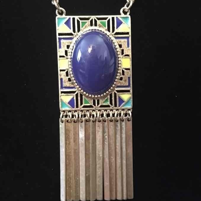 Blue/Green/Yellow/Gold Tribal Necklace 5