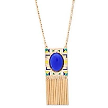 Blue/Green/Yellow/Gold Tribal Necklace 7