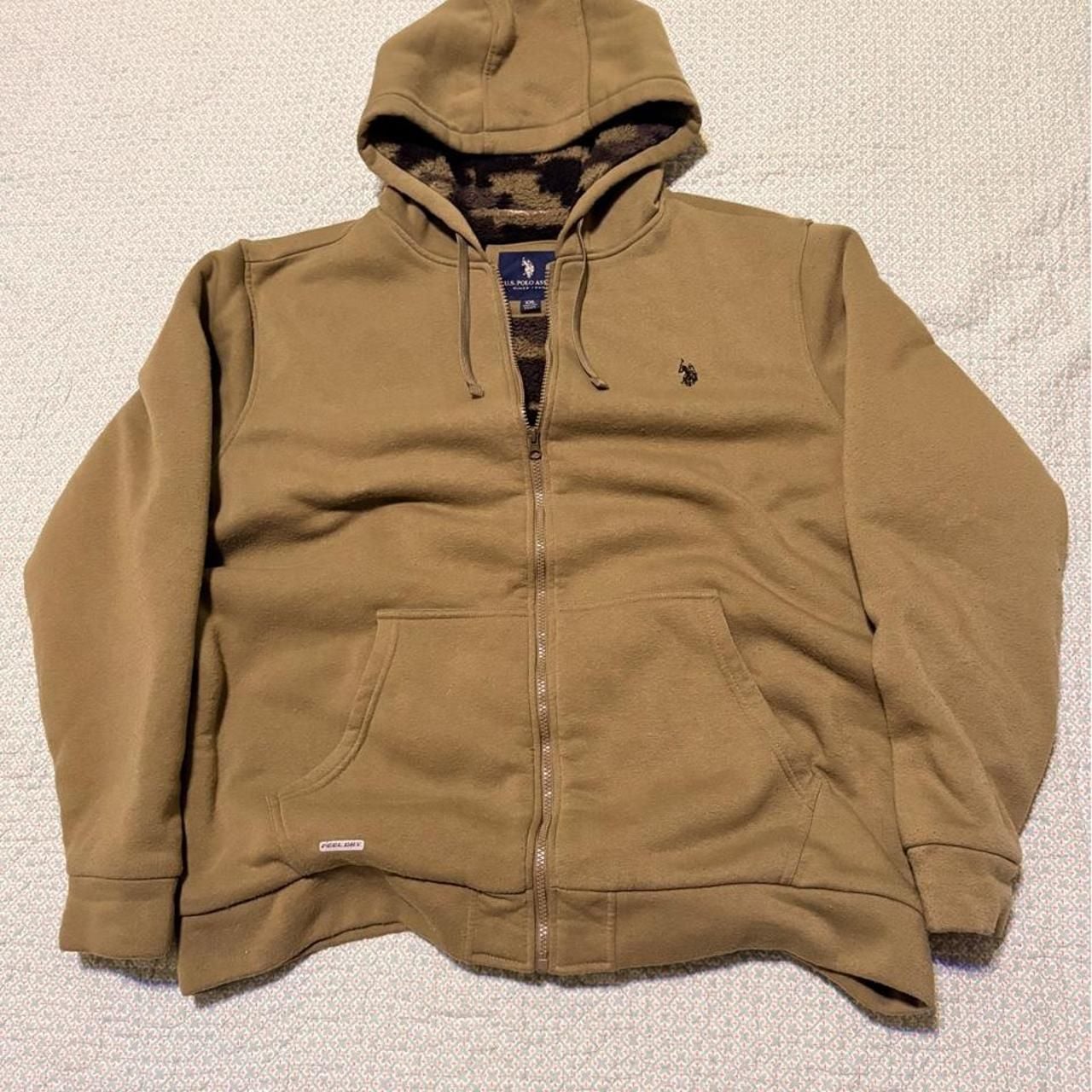 U.S. Polo Assn. Zip-Up Hoodie Size XXL Olive Green Camo Lined Sherpa 2