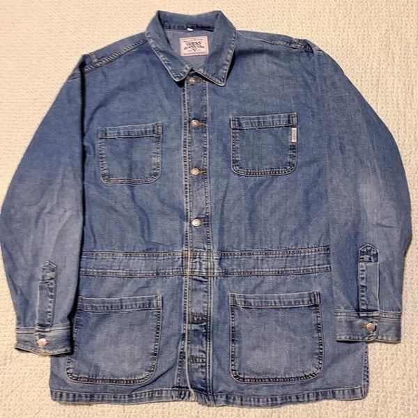 Guess Jeans USA Denim Chore Jacket Size XXL Blue Utility Coat