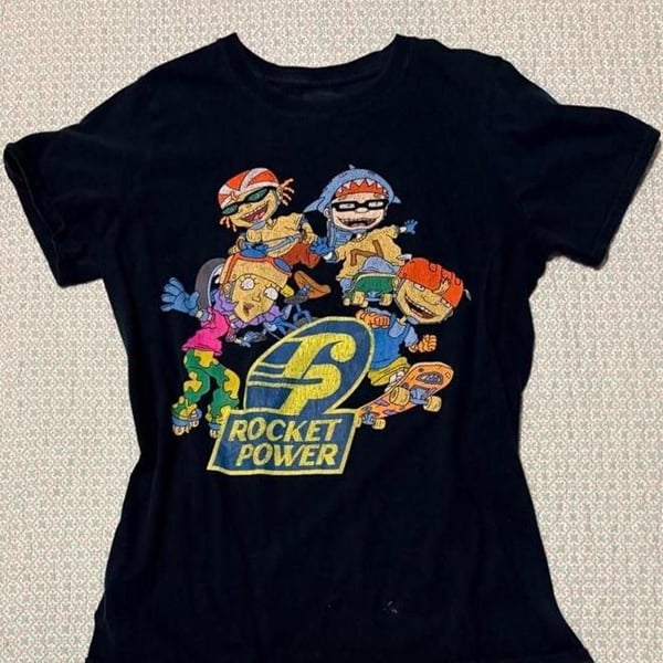 Nickelodeon Rocket Power Graphic T-Shirt Size S Black Cartoon