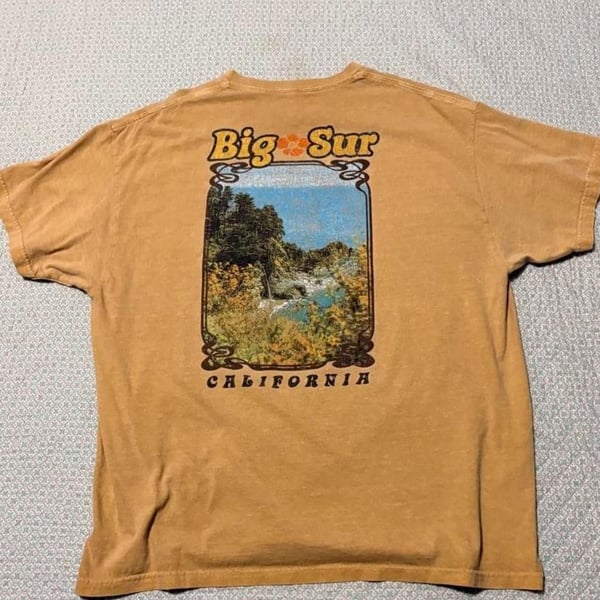 Pacsun Big Sur California T-Shirt XL Mustard Yellow Graphic Tee