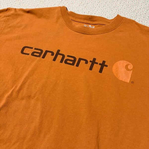 Carhartt Graphic Logo T-Shirt XL Orange Cotton Short Sleeve Workwear