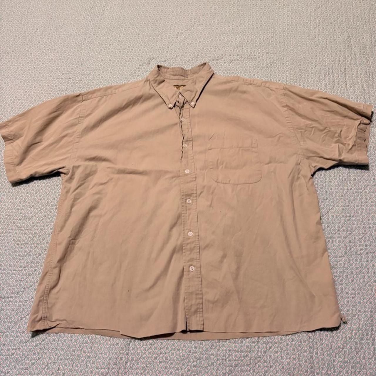 Sun River Clothing Co. Button Up Shirt XL Tan Short Sleeve Cotton 2
