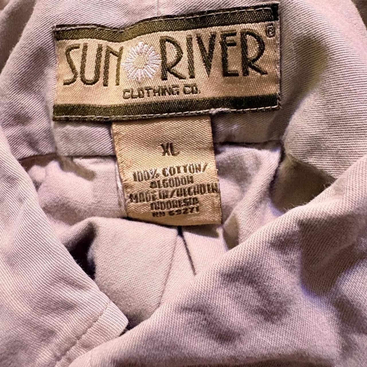 Sun River Clothing Co. Button Up Shirt XL Tan Short Sleeve Cotton 7
