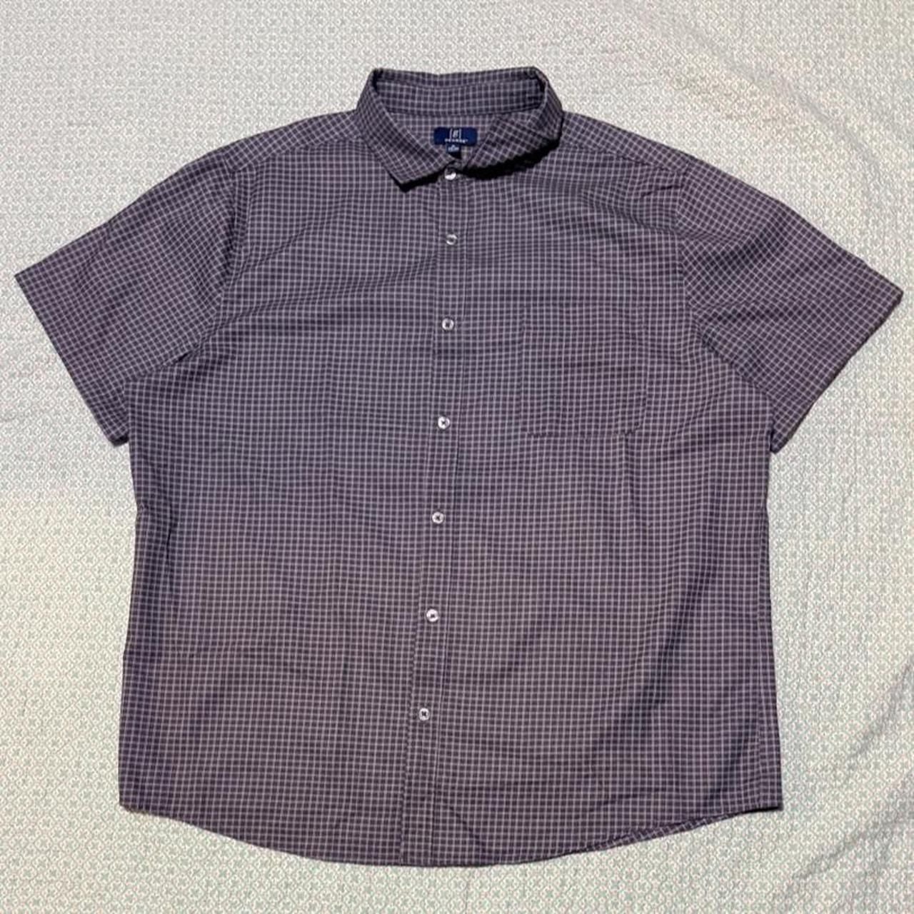 George Short Sleeve Button Down Shirt XL Grey Plaid Check 2