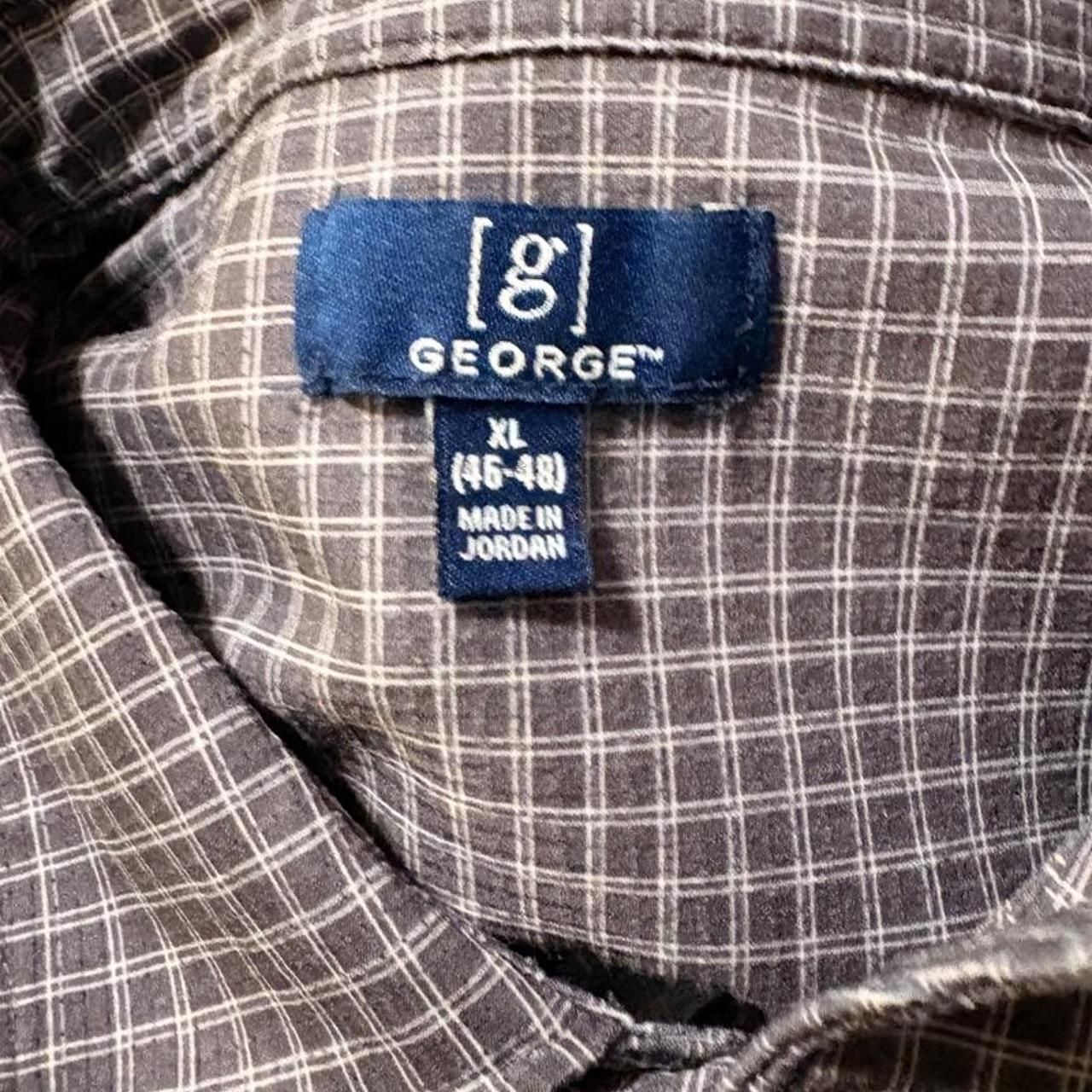 George Short Sleeve Button Down Shirt XL Grey Plaid Check 3