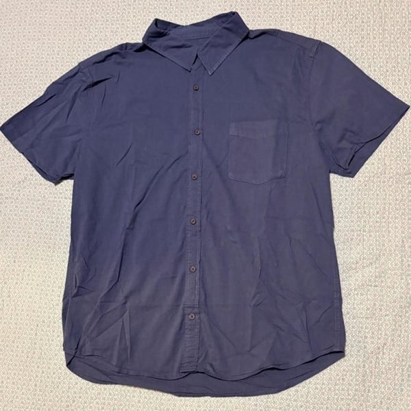 Mutual Weave Short Sleeve Button Up Shirt XXL Blue Textured Cotton