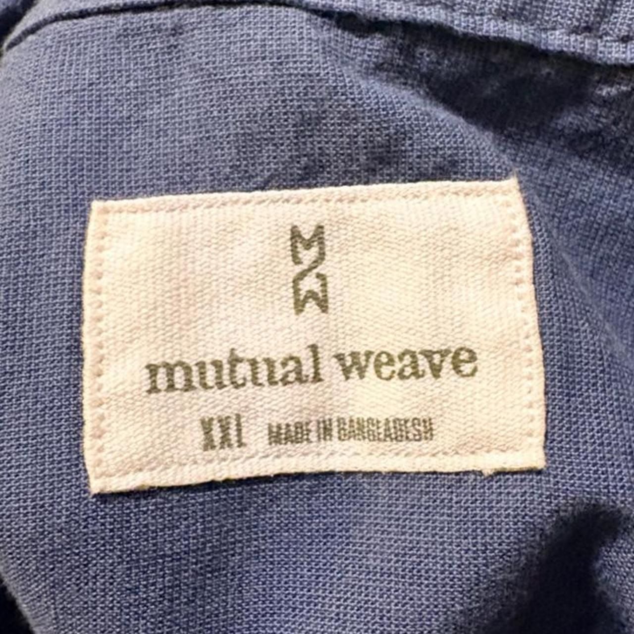 Mutual Weave Short Sleeve Button Up Shirt XXL Blue Textured Cotton 3