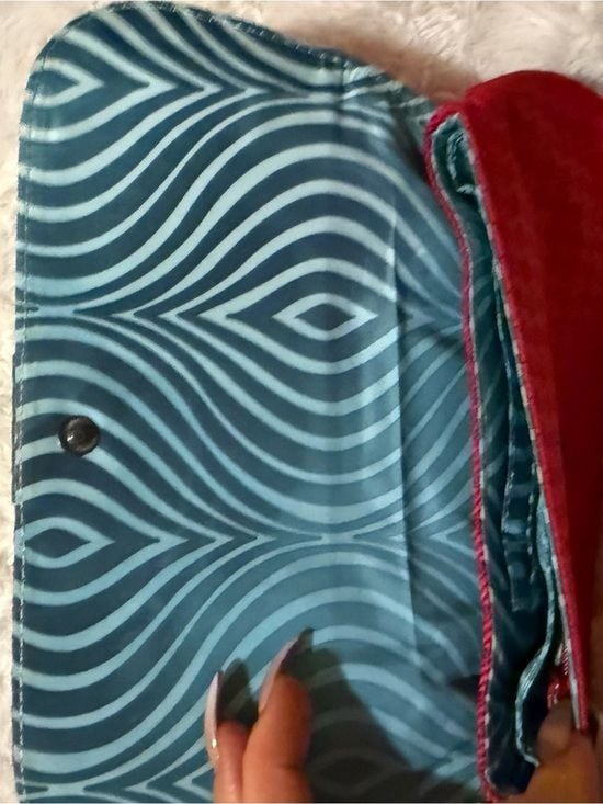 Dakine Red Quilted Clutch with Dark Brown Trim 3