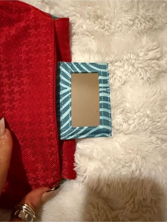Dakine Red Quilted Clutch with Dark Brown Trim 6